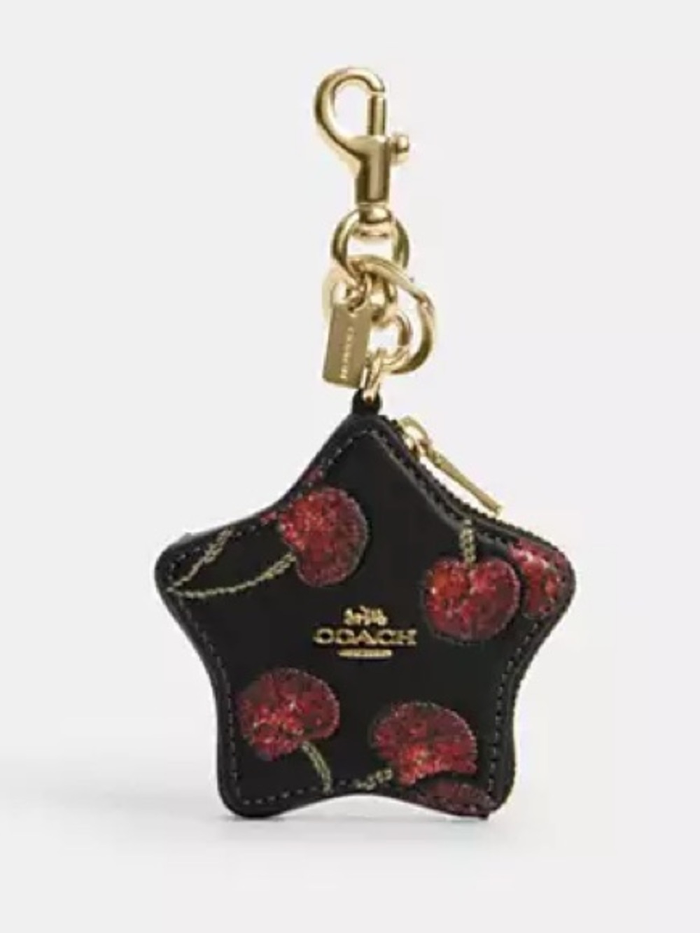 NEW Coach Black Red Star Shaped Bag Charm NWT